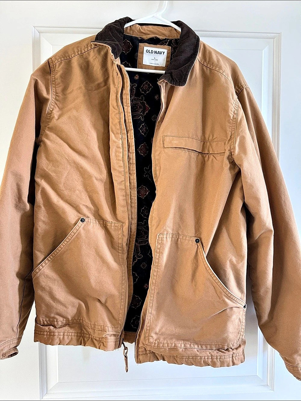Old Navy Cozy-Lined Canvas Barn Coat Men's Brown & Black Jacket